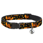 Cat Collar Breakaway with Bell - Lilo and Stitch Halloween Stitch Jack-O-Lantern Pumpkin and Candy Corn Black Oranges Cat Collars Breakaway Side Release Disney