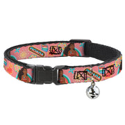 Breakaway Cat Collar with Bell - Moana Pose and Icons Collage Pink Cat Collars Breakaway Side Release Disney