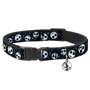 Breakaway Cat Collar with Bell - The Nightmare Before Christmas Smiling Jack Moon and Stars Black Cat Collars Breakaway Side Release Disney