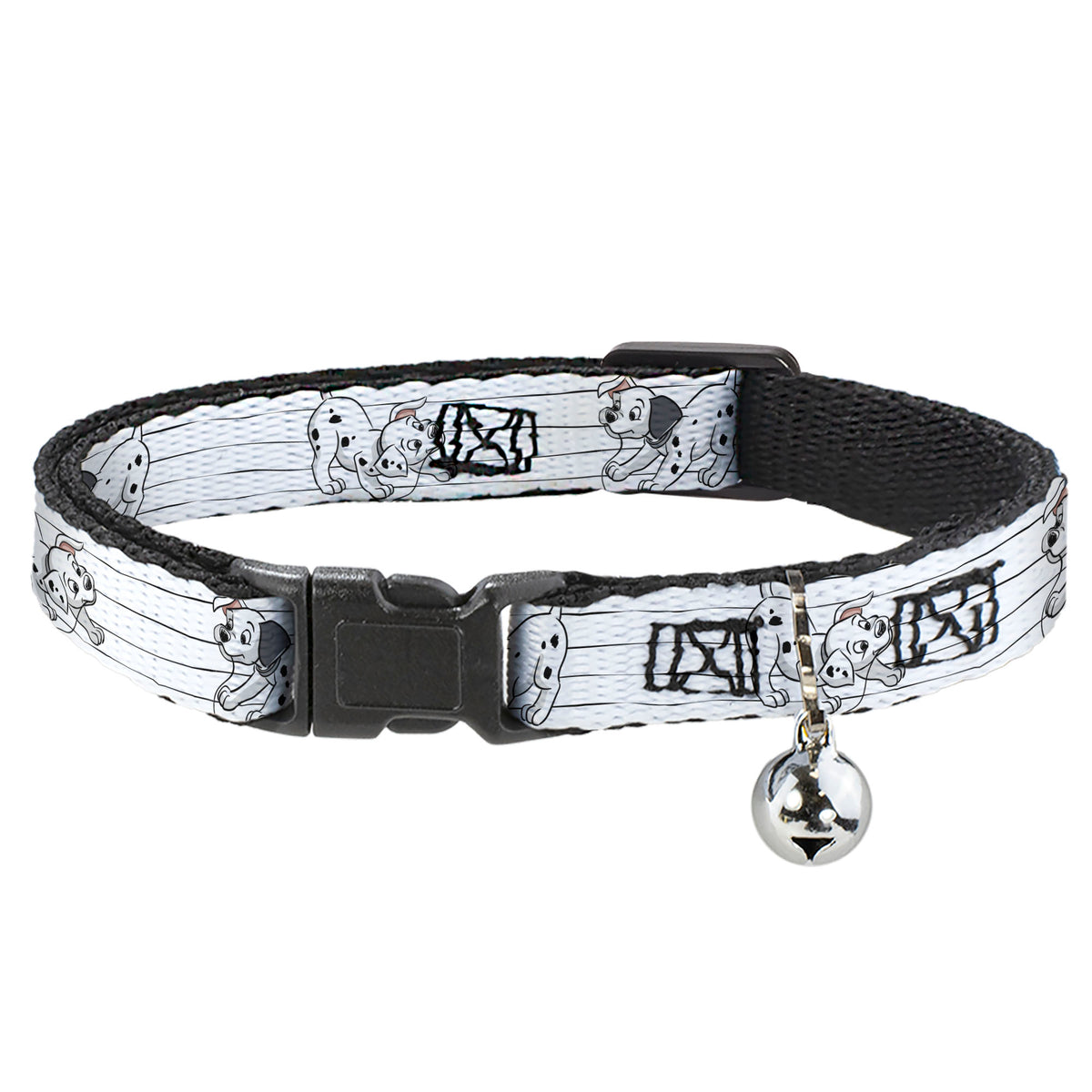 Breakaway Cat Collar with Bell - One Hundred and One Dalmatians Puppies Playing White/Black Cat Collars Breakaway Side Release Disney
