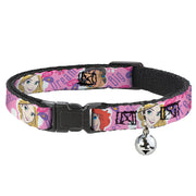 Breakaway Cat Collar with Bell - Disney DREAM BIG PRINCESS Faces Pinks/Purples Cat Collars Breakaway Side Release Disney