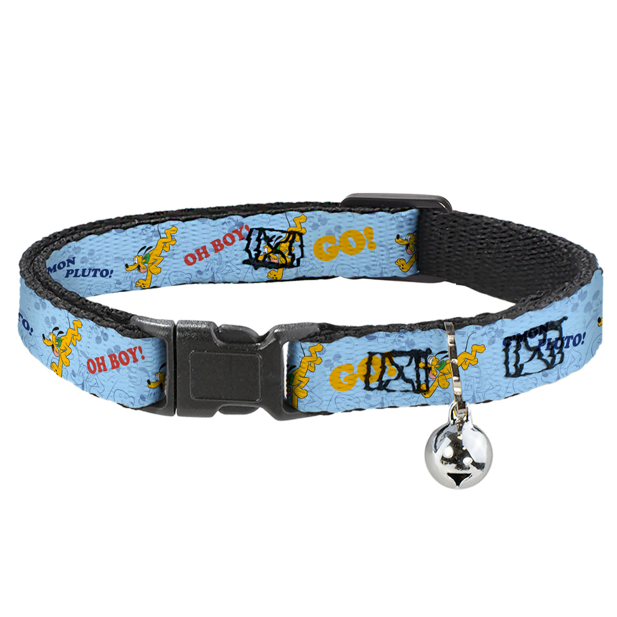 Breakaway Cat Collar with Bell - Disney Pluto Poses and Quotes Blues/Red/Yellow Cat Collars Breakaway Side Release Disney