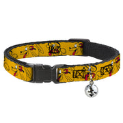 Breakaway Cat Collar with Bell - Disney Pluto Poses Orange Cat Collars Breakaway Side Release Disney