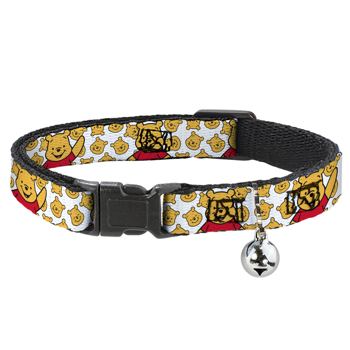 Breakaway Cat Collar with Bell - Winnie the Pooh Chibi Pose and Expressions Scattered White Cat Collars Breakaway Side Release Disney