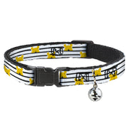 Breakaway Cat Collar with Bell - Winnie the Pooh Peeking Poses Stripe White/Black Cat Collars Breakaway Side Release Disney