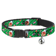 Breakaway Cat Collar with Bell - Elf Sweets Icons Scattered Stripe Greens Cat Collars Breakaway Side Release Elf