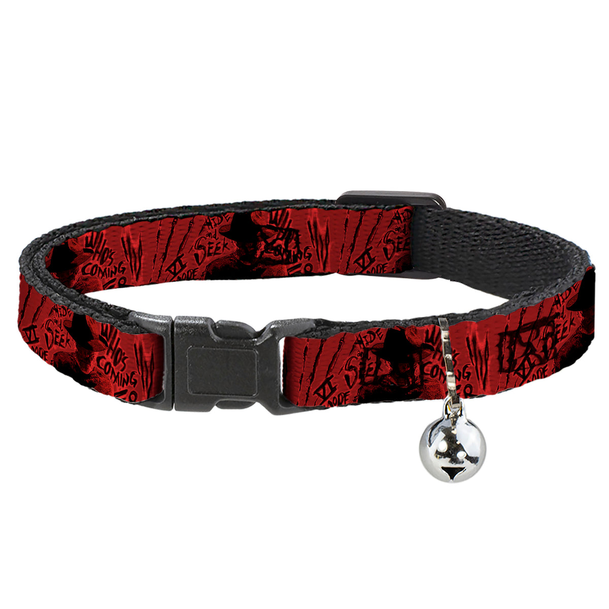 Cat Collar Breakaway - Freddy Poses Quote Scrawls Hand Scratching2 Reds Black Cat Collars Breakaway Side Release A Nightmare on Elm Street