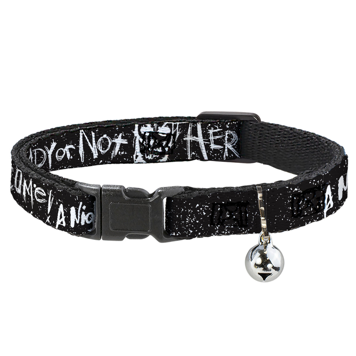 Breakaway Cat Collar with Bell - A NIGHTMARE ON ELM ST READY OR NOT Freddy Scribbles Black/White Cat Collars Breakaway Side Release A Nightmare on Elm Street