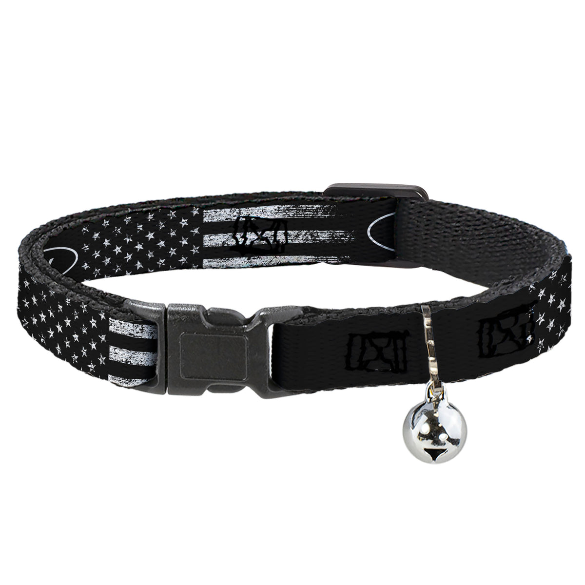 Breakaway Cat Collar with Bell - FORD Oval Americana Weathered Black/White Cat Collars Breakaway Side Release Ford