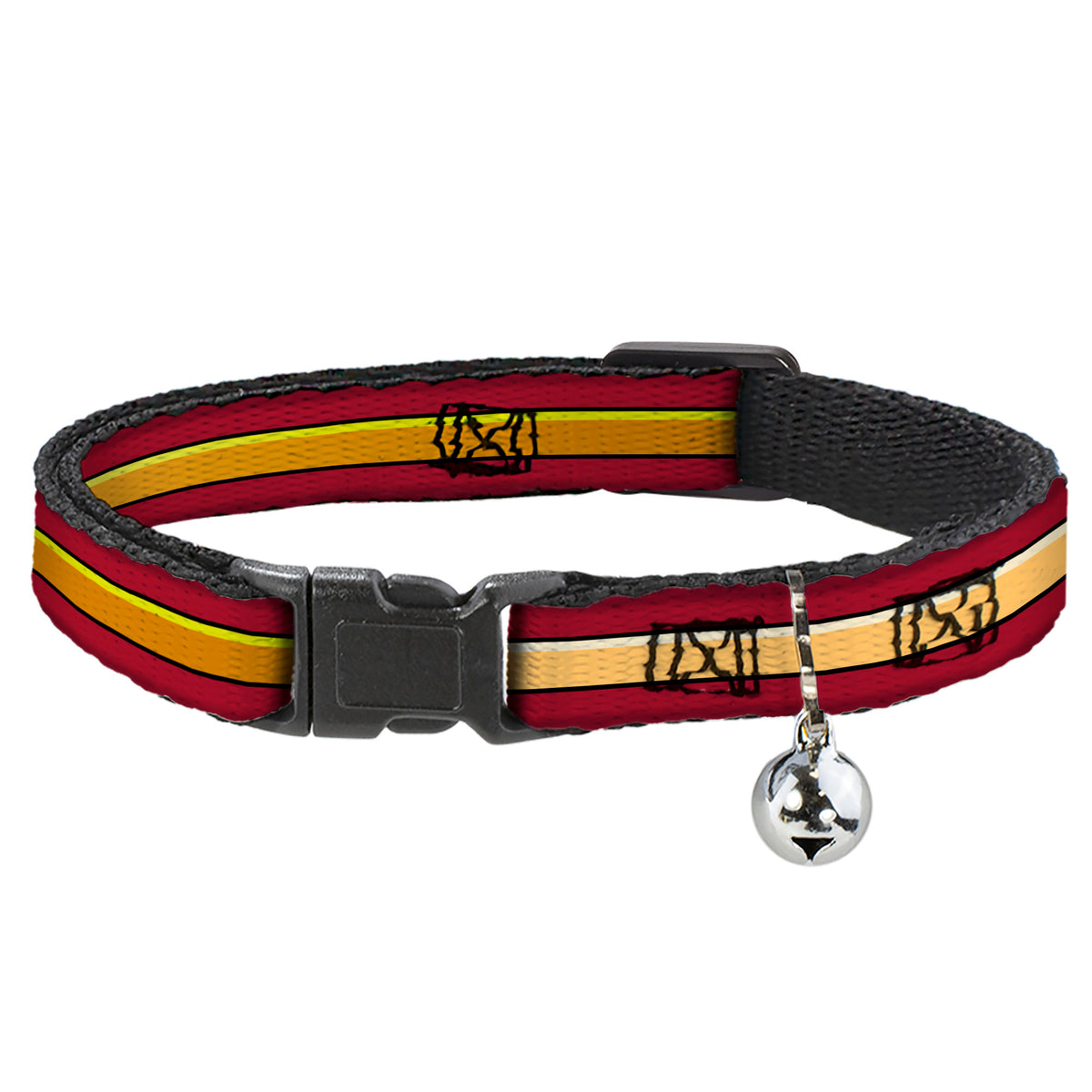 Cat Collar Breakaway - The Flash Stripe Burgundy Gold Cat Collars Breakaway Side Release DC Comics