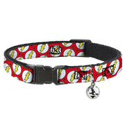 Cat Collar Breakaway - Flash Logo Scattered Red White Yellow Cat Collars Breakaway Side Release DC Comics