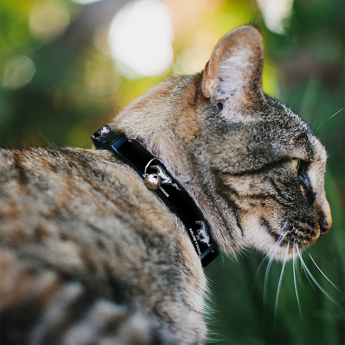 Cat Collar Breakaway - Ford Mustang Black White Logo REPEAT Cat Collars Breakaway Side Release Ford
