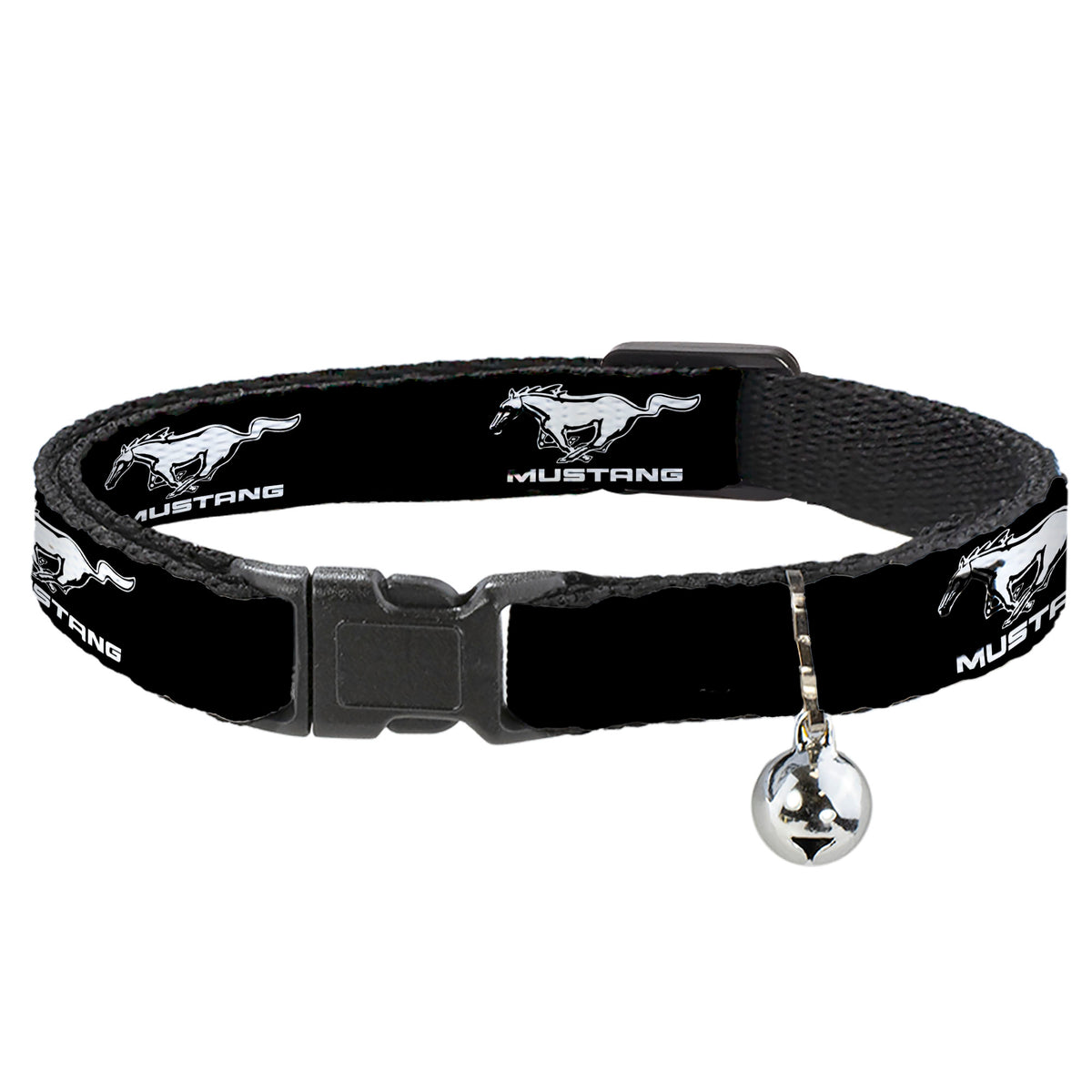Cat Collar Breakaway - Ford Mustang Black White Logo REPEAT Cat Collars Breakaway Side Release Ford