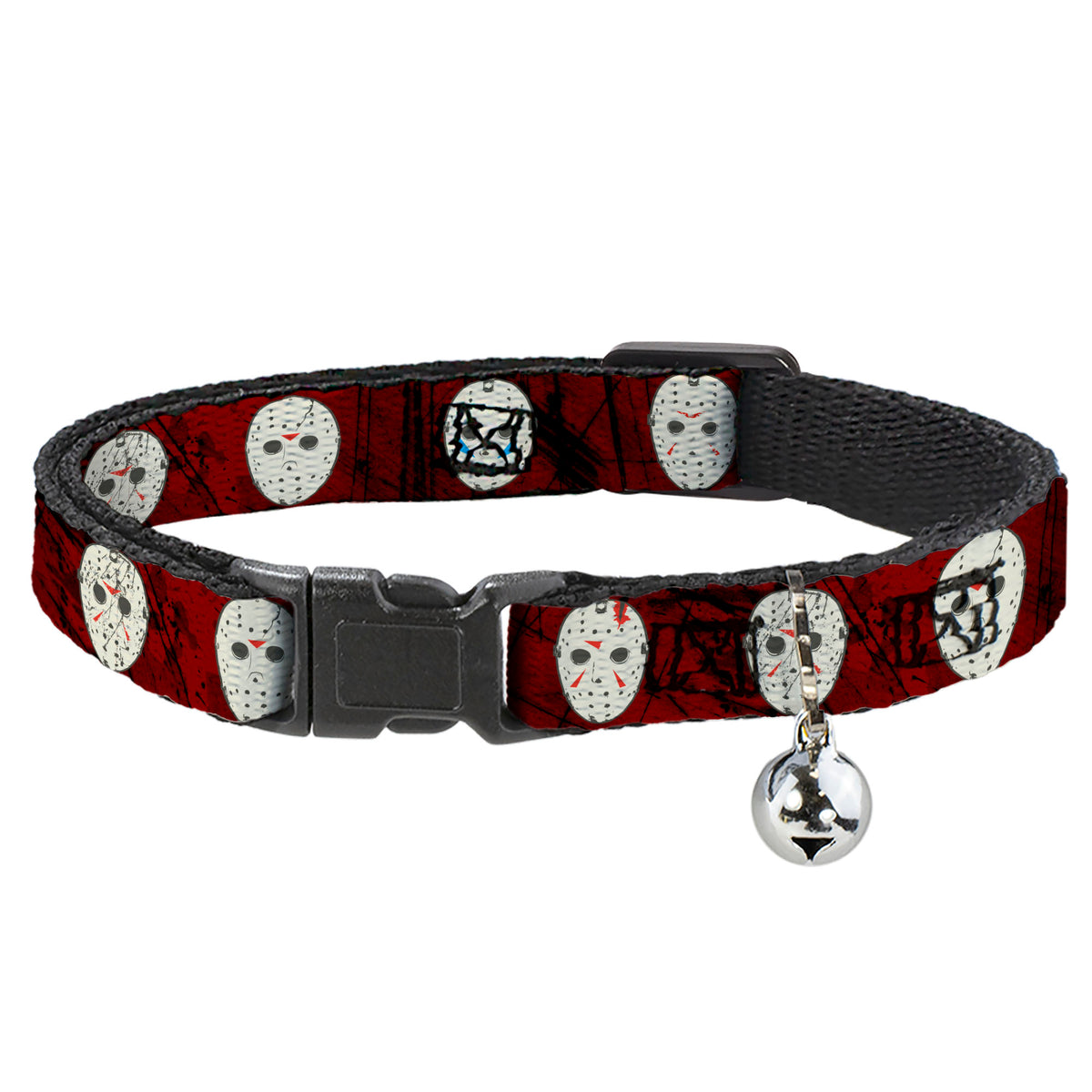 Breakaway Cat Collar with Bell - Friday the 13th Hockey Mask Icons Reds Cat Collars Breakaway Side Release Friday the 13th