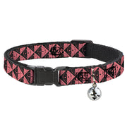Breakaway Cat Collar with Bell - Friday the 13th Jason Mask Diamond Split Black/Red Cat Collars Breakaway Side Release Friday the 13th