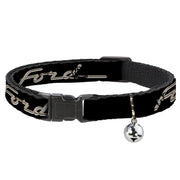 Breakaway Cat Collar with Bell - FORD F-100 Script Black/Tan-Gray Cat Collars Breakaway Side Release Ford