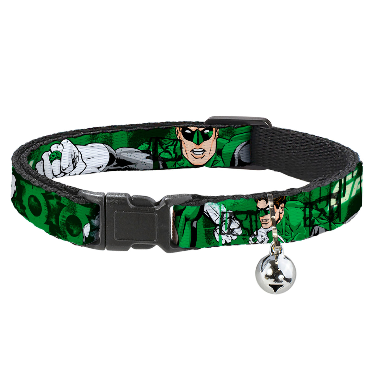 Cat Collar Breakaway - Green Lantern Green Glow w Text Cat Collars Breakaway Side Release DC Comics