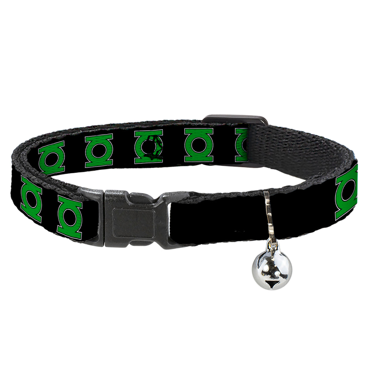 Cat Collar Breakaway - Green Lantern Logo Black Green Cat Collars Breakaway Side Release DC Comics