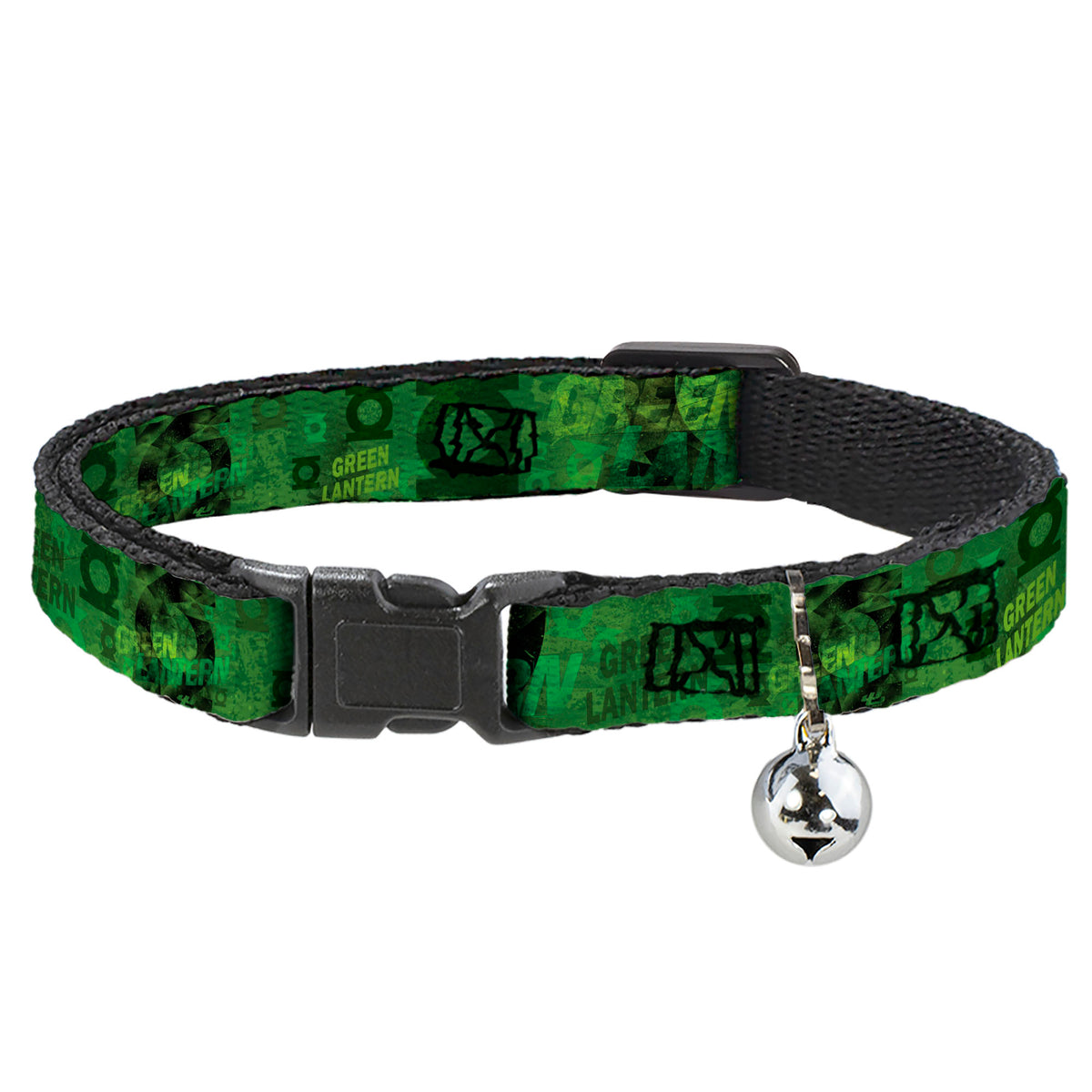 Cat Collar Breakaway - GREEN LANTERN Logo Collage Weathered Greens Cat Collars Breakaway Side Release DC Comics