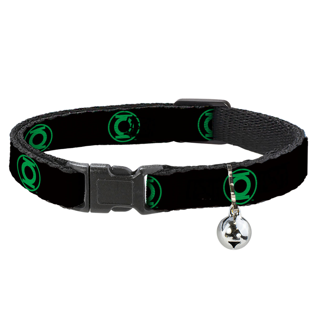 Cat Collar Breakaway with Bell - DC League of Super-Pets Green Lantern Logo Black Green Cat Collars Breakaway Side Release DC Comics