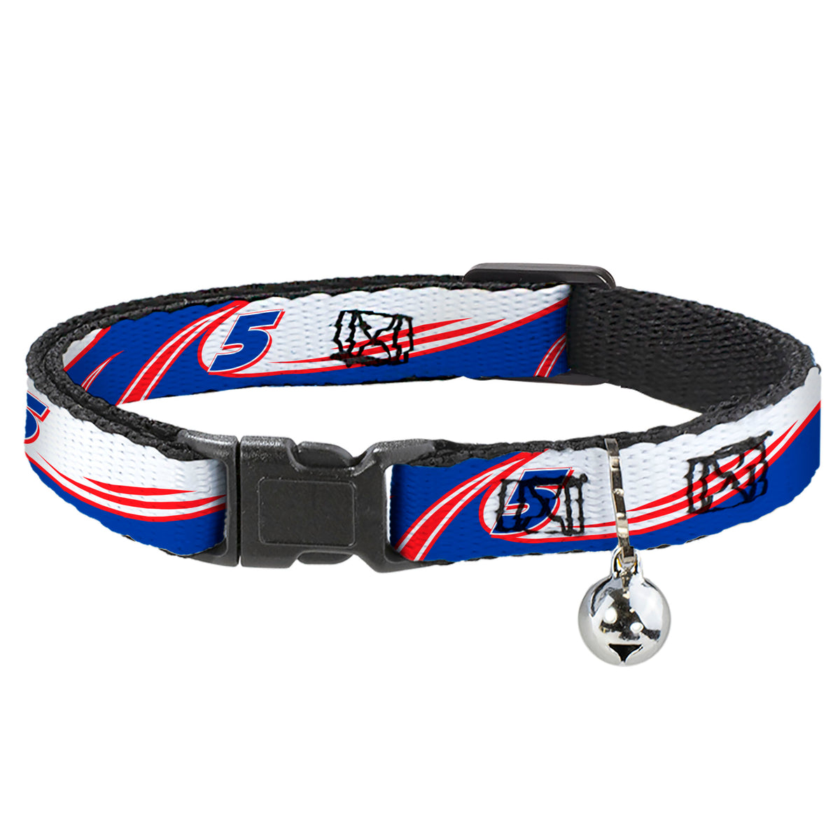 Breakaway Cat Collar with Bell - Kyle Larson #5 Car Scheme White/Blue/Red Cat Collars Breakaway Side Release Hendrick Motorsports