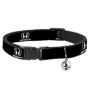 Breakaway Cat Collar with Bell - Honda Logo Black/White Cat Collars Breakaway Side Release Honda