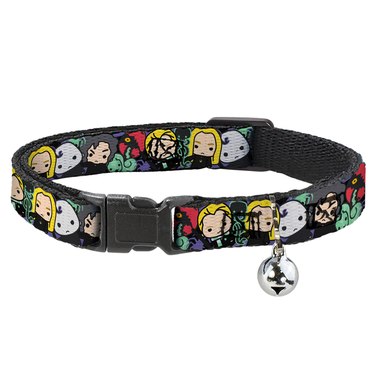 Breakaway Cat Collar with Bell - Harry Potter Chibi Slytherin House Characters and Icons Cat Collars Breakaway Side Release Harry Potter
