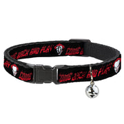 Cat Collar Breakaway - It Chapter Two Pennywise Face COME BACK AND PLAY Black Reds Cat Collars Breakaway Side Release IT