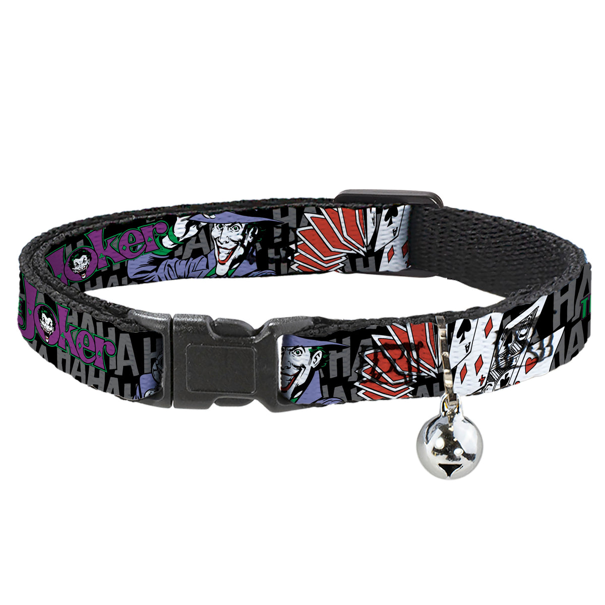 Cat Collar Breakaway - The Joker Pose Cards HAHAHAHA Black Gray Cat Collars Breakaway Side Release DC Comics
