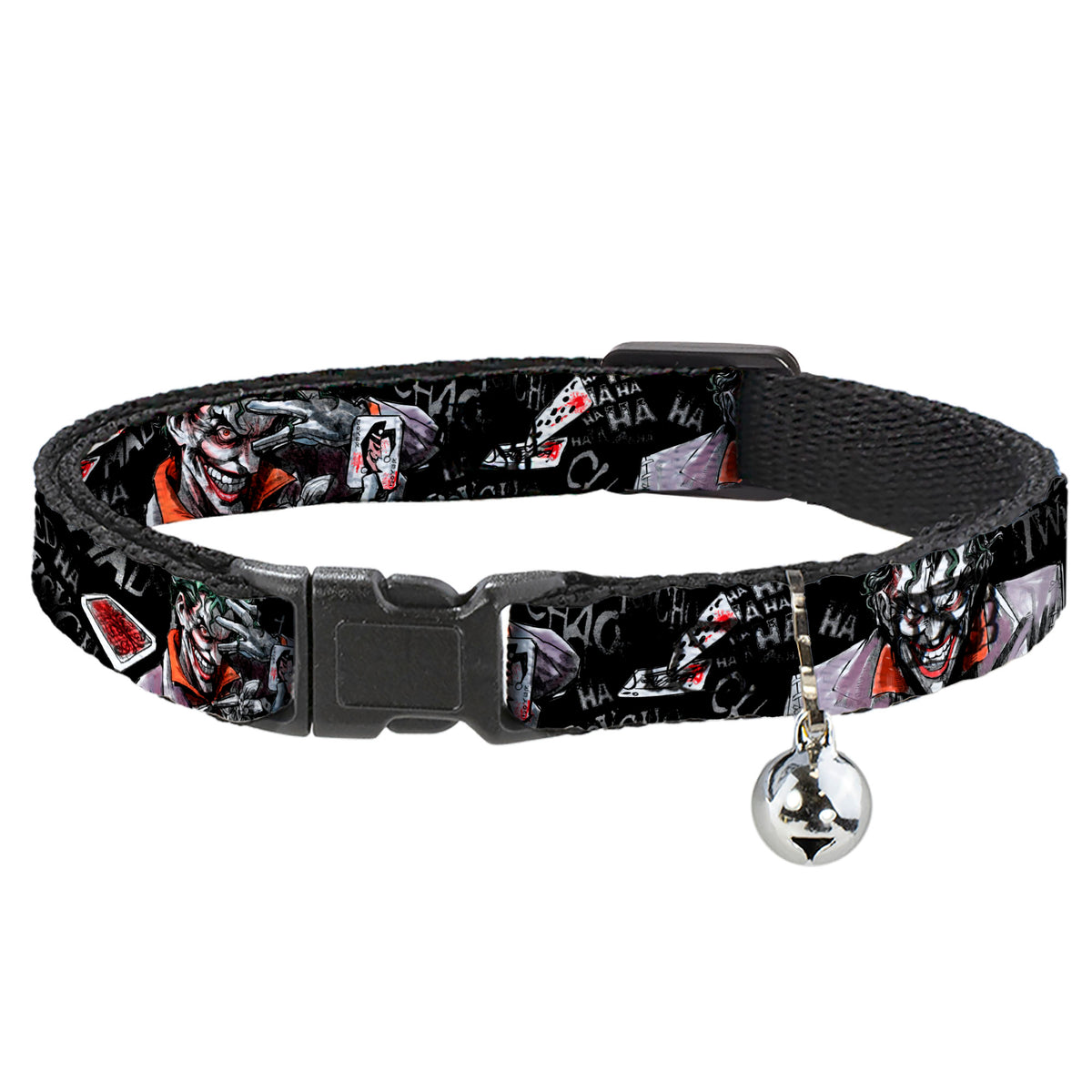 Cat Collar Breakaway - Joker BRILLIANTLY TWISTED PSYCHO 2-Poses Cards Black Grays Cat Collars Breakaway Side Release DC Comics