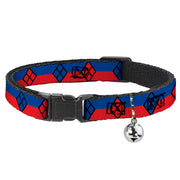 Cat Collar Breakaway - Harley Quinn Diamond Stripe Red Blue Cat Collars Breakaway Side Release DC Comics