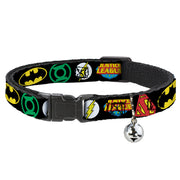Cat Collar Breakaway - Justice League Superhero Logos CLOSE-UP Black Cat Collars Breakaway Side Release DC Comics