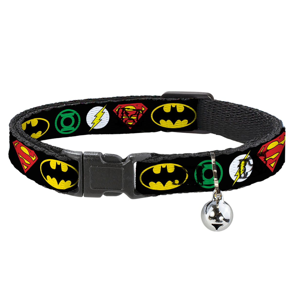 Cat Collar Breakaway - Justice League Superhero Logos Cat Collars Breakaway Side Release DC Comics