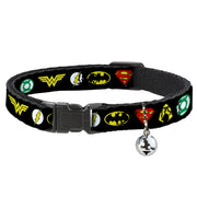 Cat Collar Breakaway - Justice League 6-Superhero Logos Black Cat Collars Breakaway Side Release DC Comics