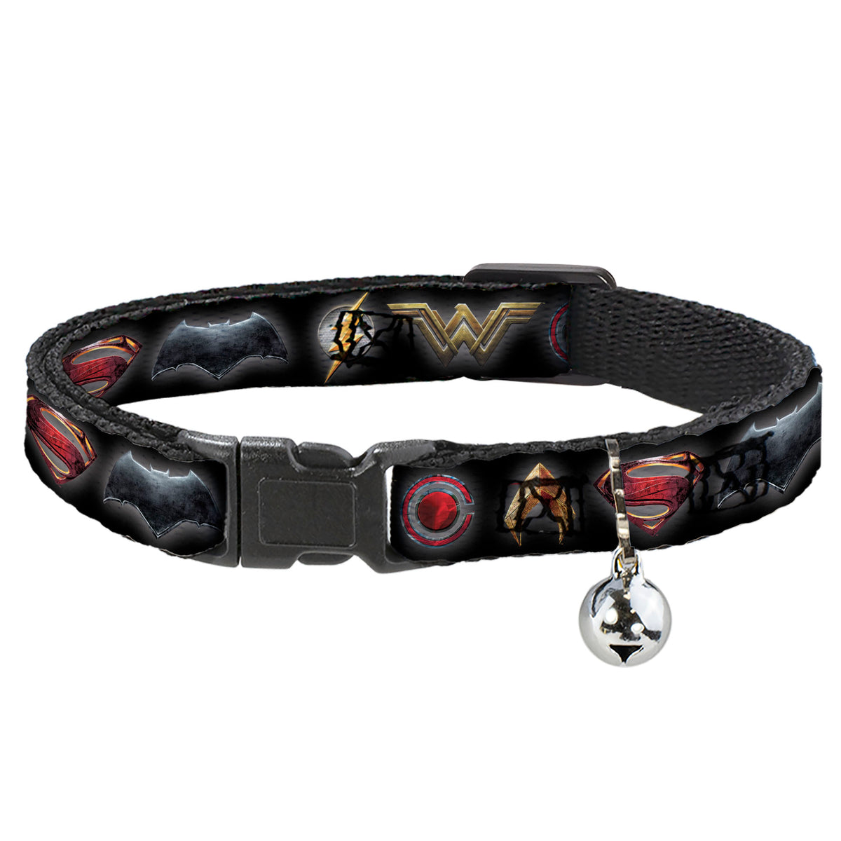 Cat Collar Breakaway - Justice League 2017 6-Superhero Icons Black Cat Collars Breakaway Side Release DC Comics