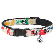 Cat Collar Breakaway with Bell - DC League of Super-Pets Superhero with Pets and Logos Silhouette White Multi Color Cat Collars Breakaway Side Release DC Comics