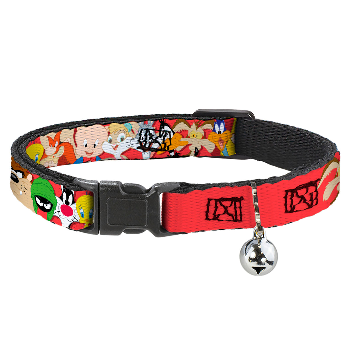 Breakaway Cat Collar with Bell - Looney Tunes Twelve Character Expressions Red Cat Collars Breakaway Side Release Looney Tunes