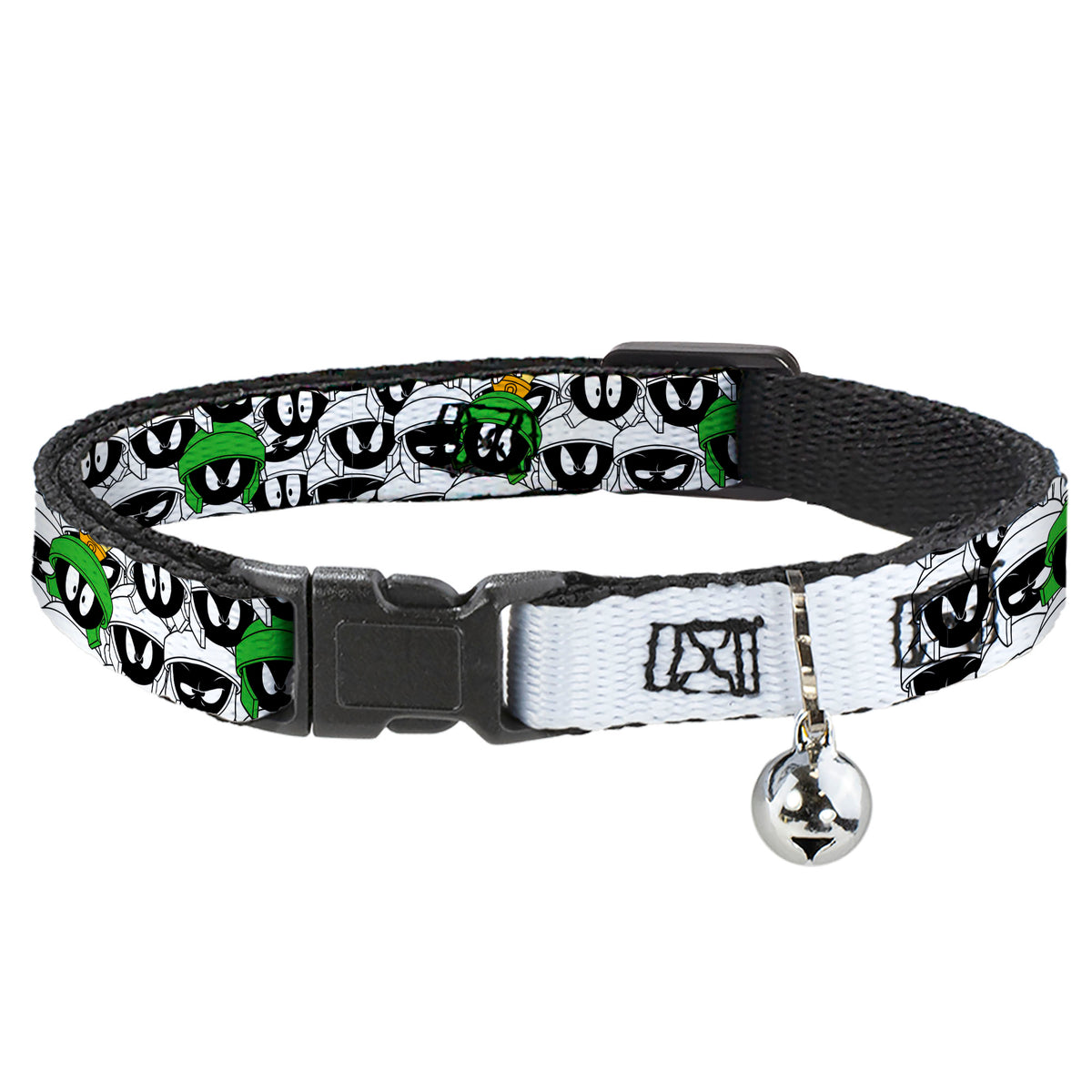 Breakaway Cat Collar with Bell - Marvin the Martian Faces Stacked White/Black/Full Color Cat Collars Breakaway Side Release Looney Tunes