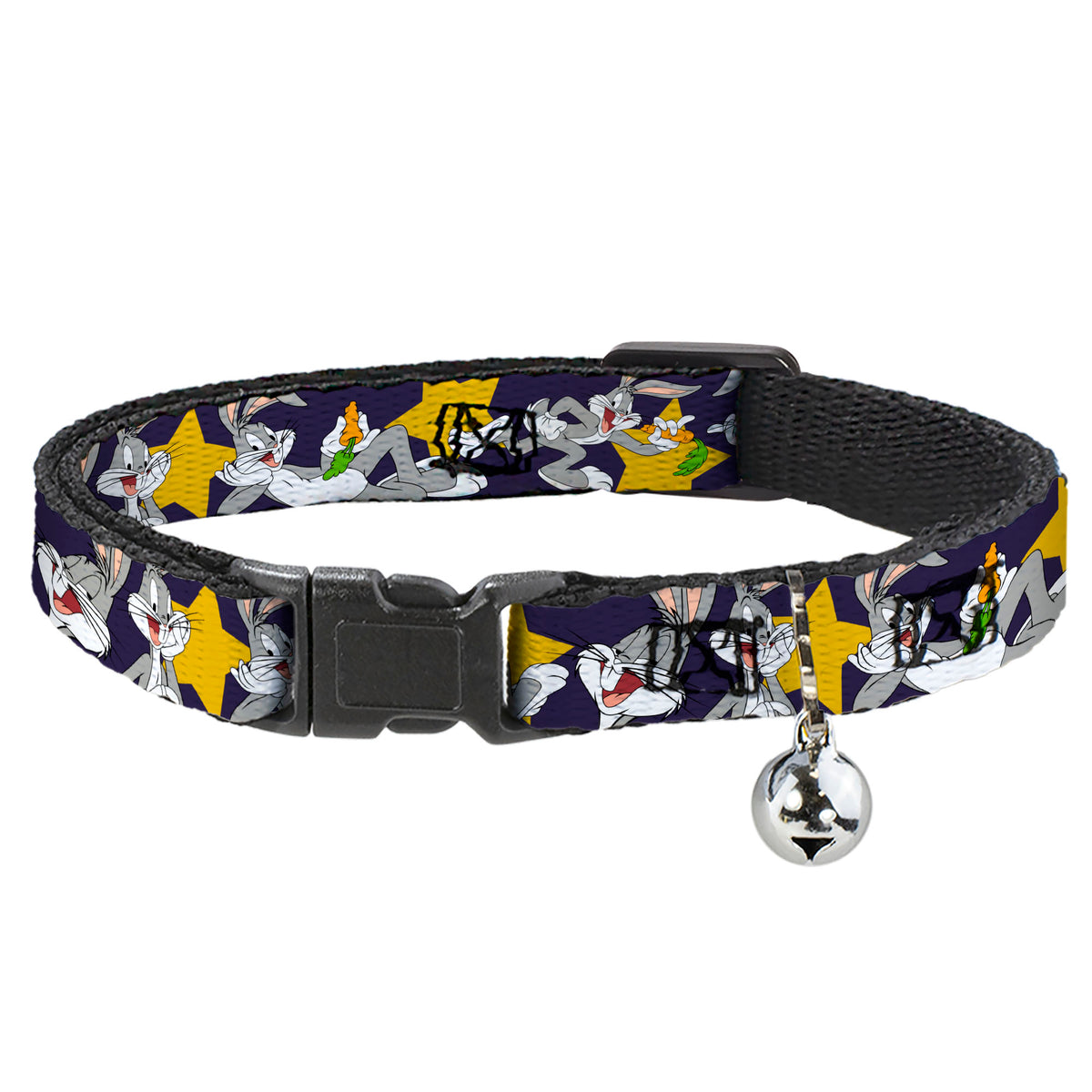 Cat Collar Breakaway - Bugs Bunny Poses Stars Navy Cat Collars Breakaway Side Release Looney Tunes