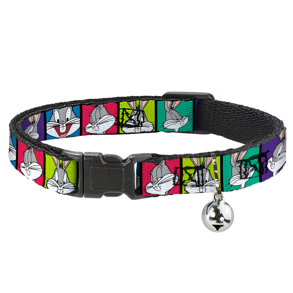 Cat Collar Breakaway - Bugs Bunny Expression Blocks Multi Color Cat Collars Breakaway Side Release Looney Tunes