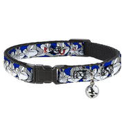 Cat Collar Breakaway - Bugs Bunny CLOSE-UP Poses Blue Cat Collars Breakaway Side Release Looney Tunes