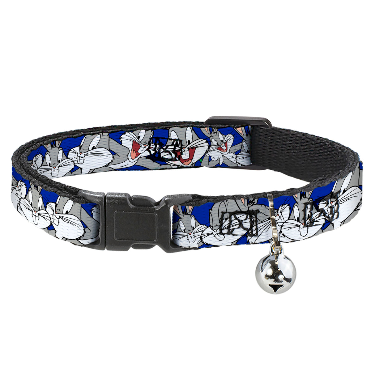 Cat Collar Breakaway - Bugs Bunny CLOSE-UP Poses Blue Cat Collars Breakaway Side Release Looney Tunes