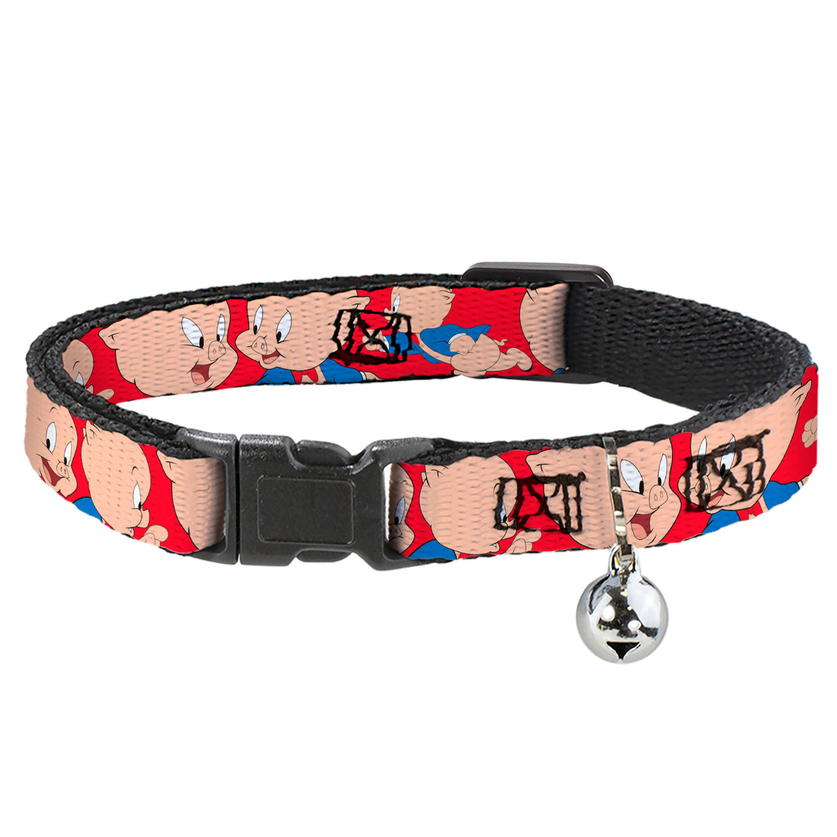 Cat Collar Breakaway - Porky Pig Expressions Red Cat Collars Breakaway Side Release Looney Tunes