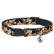 Breakaway Cat Collar with Bell - Road Runner/Wile E. Coyote Expressions Stacked Black Cat Collars Breakaway Side Release Looney Tunes