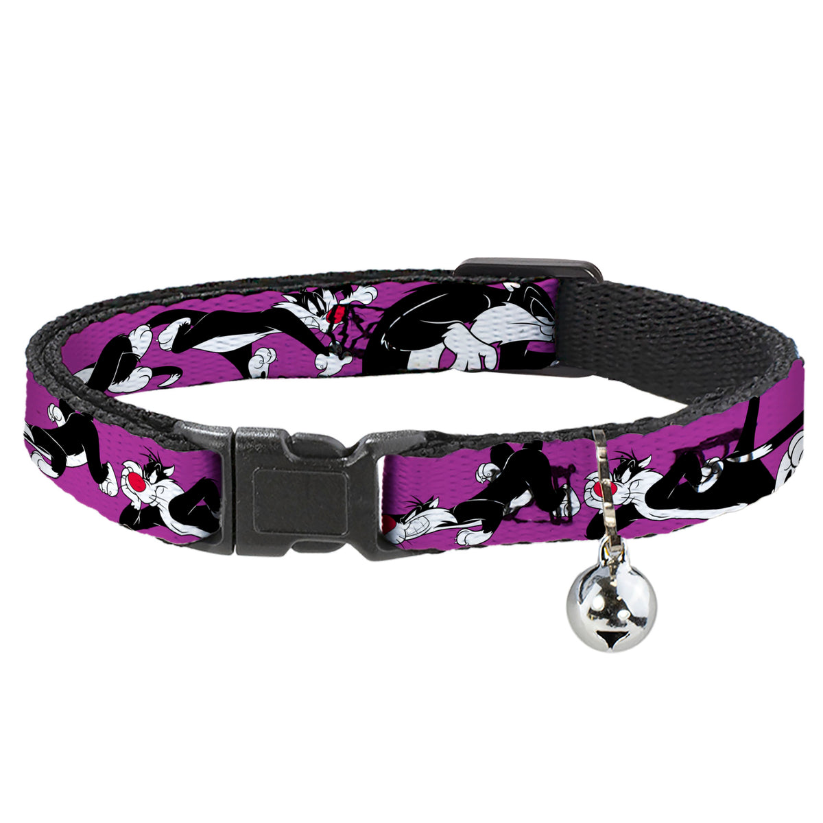 Cat Collar Breakaway - Sylvester the Cat Poses Purple Cat Collars Breakaway Side Release Looney Tunes