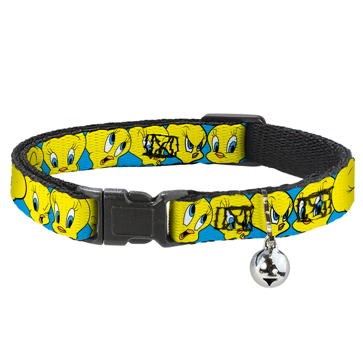Cat Collar Breakaway - Tweety Bird CLOSE-UP Expressions Baby Blue Cat Collars Breakaway Side Release Looney Tunes