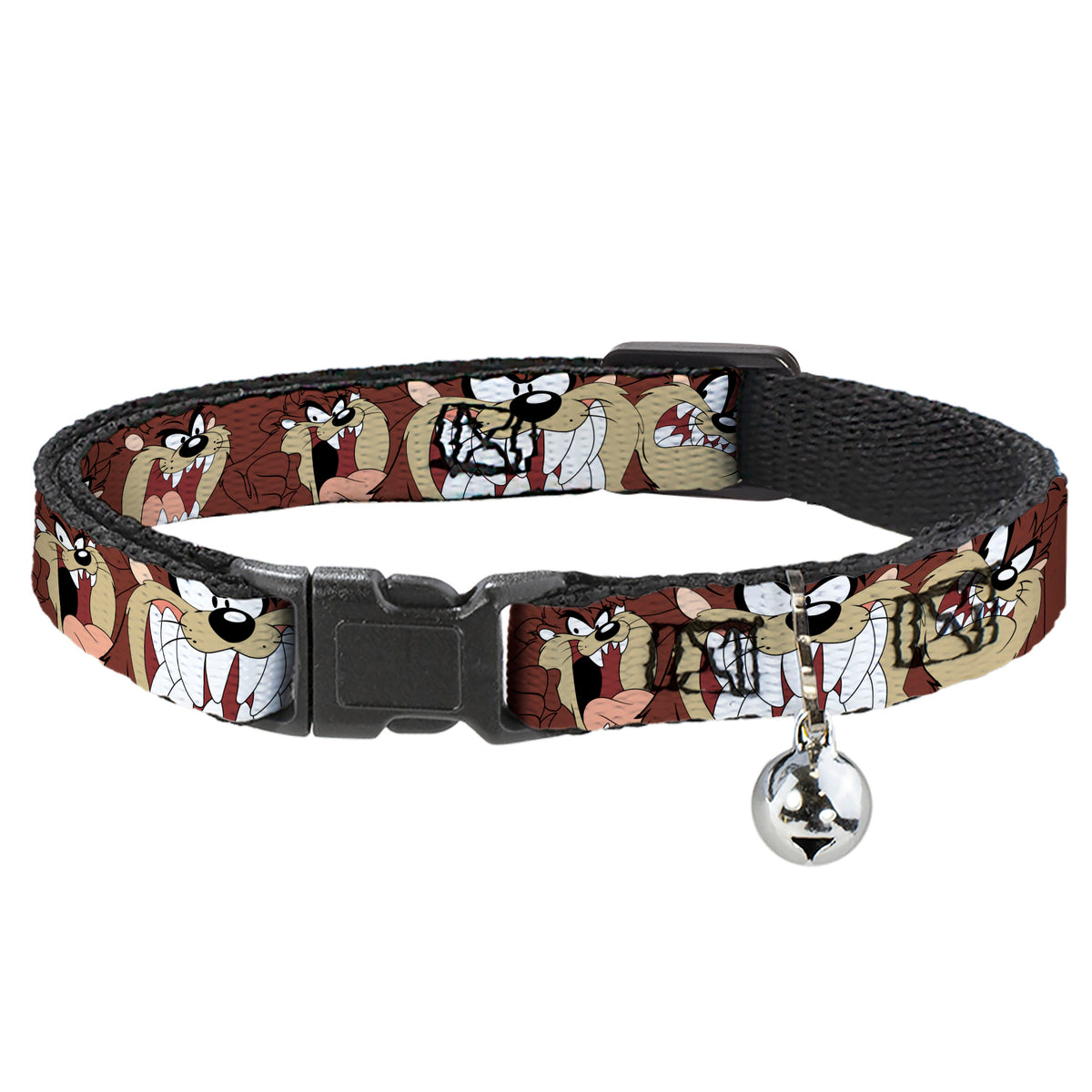 Cat Collar Breakaway - Tasmanian Devil Expressions Brown Cat Collars Breakaway Side Release Looney Tunes