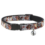Cat Collar Breakaway - Tasmanian Devil Expressions Gray Swirl Cat Collars Breakaway Side Release Looney Tunes