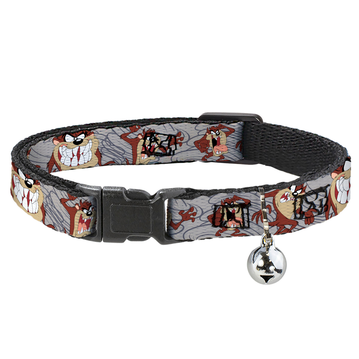 Cat Collar Breakaway - Tasmanian Devil Expressions Gray Swirl Cat Collars Breakaway Side Release Looney Tunes