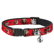 Cat Collar Breakaway - Tasmanian Devil Expressions Red Swirl Cat Collars Breakaway Side Release Looney Tunes